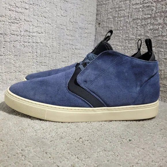 Z Zegna The California Men's Size 12 US Navy Blue Suede High-Top Chukka Sneakers