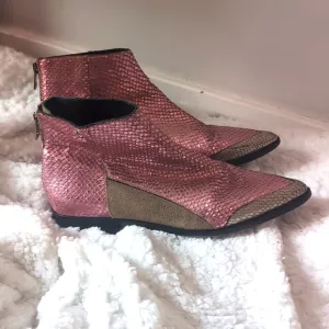 Zadig &amp; Voltaire Snake Mods Boots Pink Iridescent Barbie Vibes 40 9-9.5