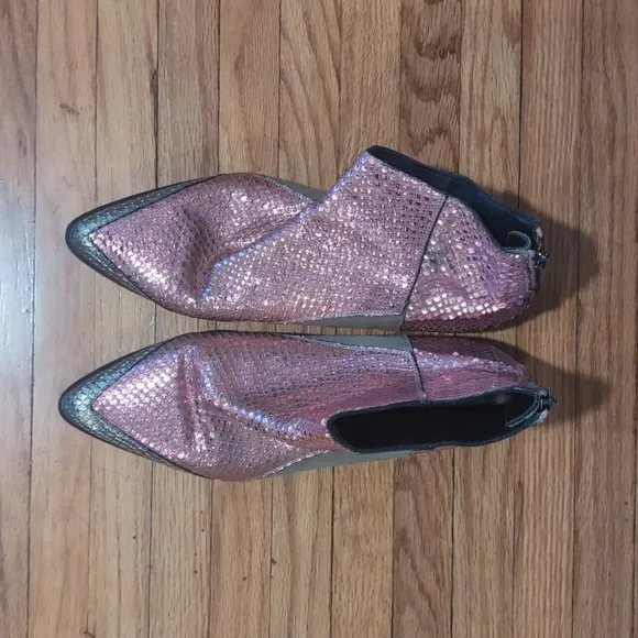 Zadig &amp; Voltaire Snake Mods Boots Pink Iridescent Barbie Vibes 40 9-9.5