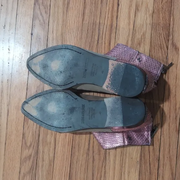 Zadig &amp; Voltaire Snake Mods Boots Pink Iridescent Barbie Vibes 40 9-9.5