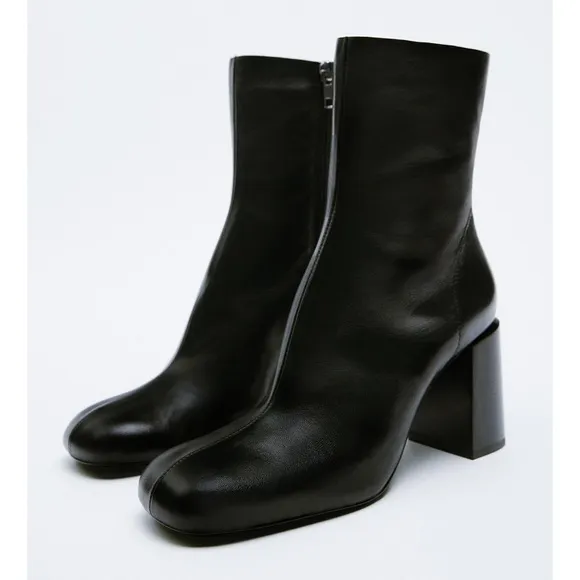 Zara heeled round toe ankle boots