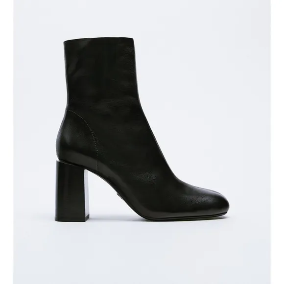 Zara heeled round toe ankle boots