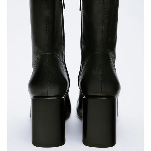 Zara heeled round toe ankle boots
