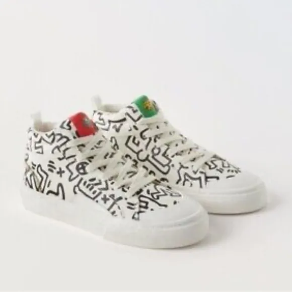 Zara kids NWT Keith Haring high top sneakers