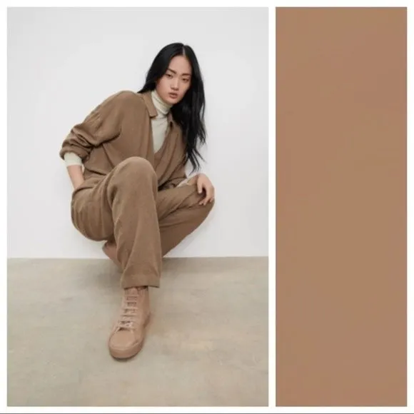 Zara | Leather High Top Sneakers in Beige
