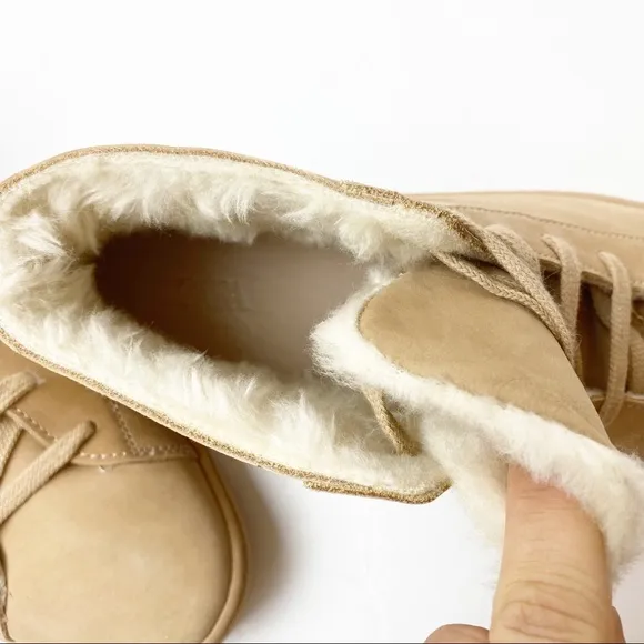 Zara | Leather High Top Sneakers in Beige
