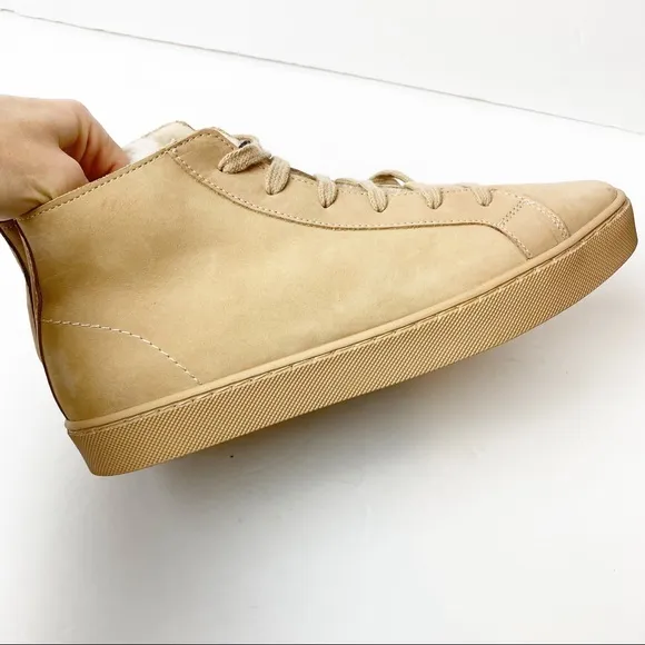 Zara | Leather High Top Sneakers in Beige