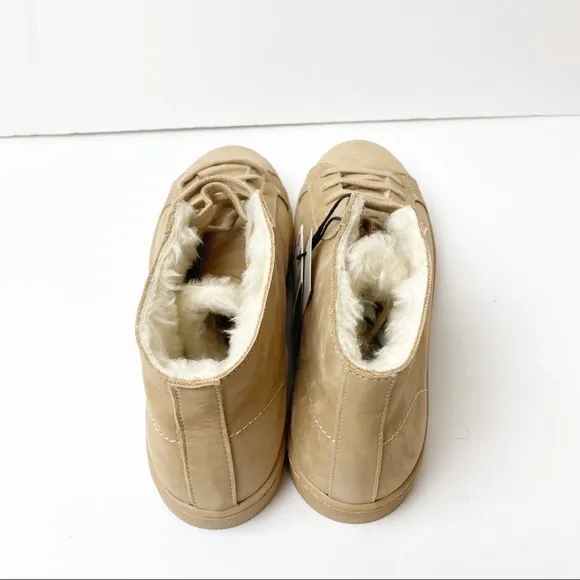 Zara | Leather High Top Sneakers in Beige