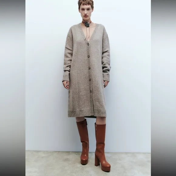 Zara platform leather Boots camel,