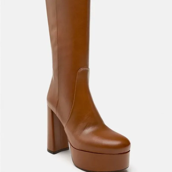 Zara platform leather Boots camel,