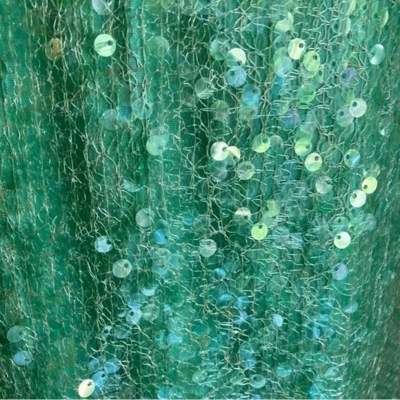 ZARA Sea Green Sequin Lace Pencil Midi Skirt