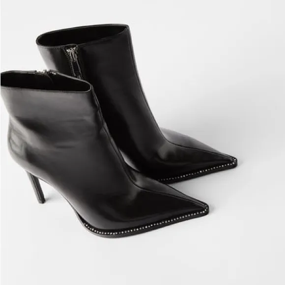 Zara 🖤🩶🖤Women Shiny High Heels Ankle Boots Size 39 - NWT