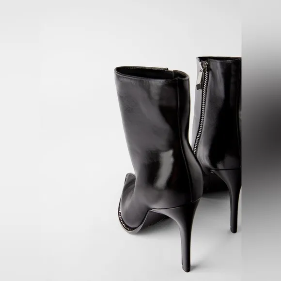 Zara 🖤🩶🖤Women Shiny High Heels Ankle Boots Size 39 - NWT