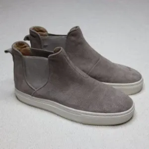 Zara Women's Size 37 Gray &amp; White Suede Slip On High Top Chelsea Sneakers