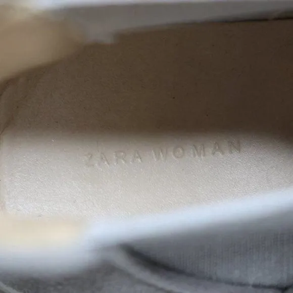 Zara Women's Size 37 Gray &amp; White Suede Slip On High Top Chelsea Sneakers
