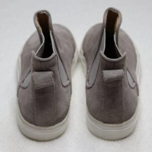 Zara Women's Size 37 Gray &amp; White Suede Slip On High Top Chelsea Sneakers