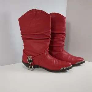 Zodiac Leather Red Western Style Women's Boots , Size 7-1/2M