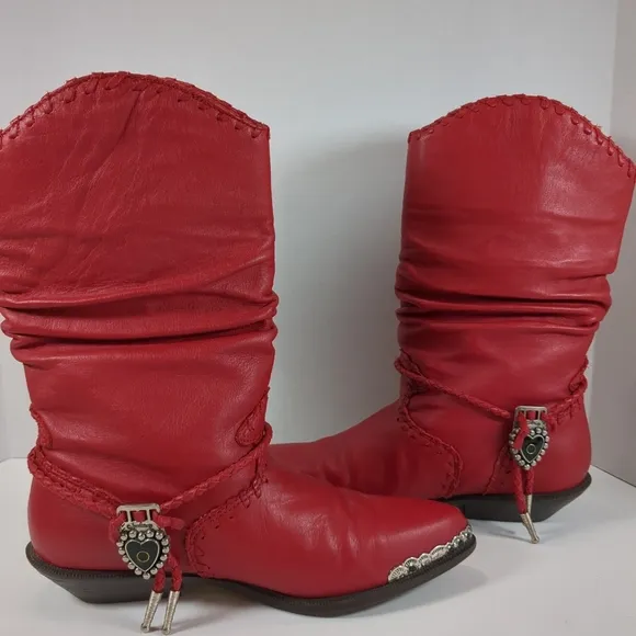 Zodiac Leather Red Western Style Women's Boots , Size 7-1/2M