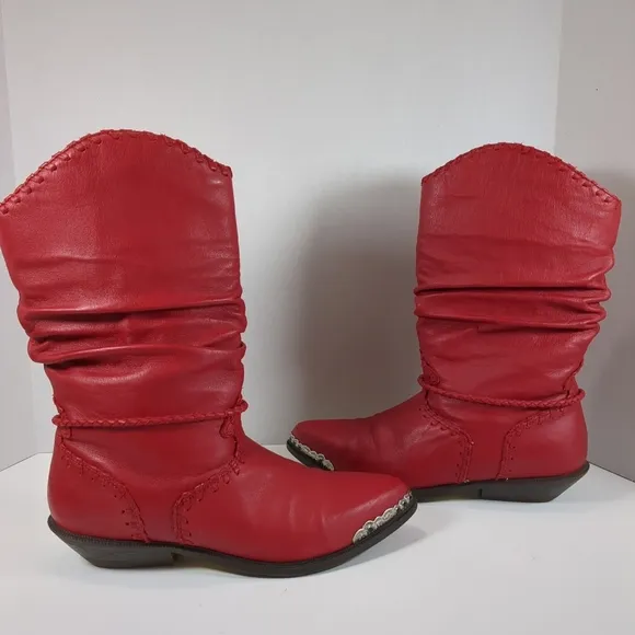 Zodiac Leather Red Western Style Women's Boots , Size 7-1/2M